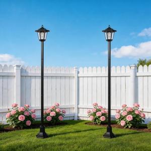 2 Pack 61" Solar Lamps Post,Solar Lamp Post Lights Waterproof Perfect for Festive Decoration in Gardens, Lawn, Patio, Front/Back Door