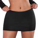 SweatyRocks Women's Casual Elastic Waist Solid Bodycon Mini Skirt Streetwear (Black)