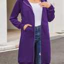 ELESOL Women Casual Zip up Fleece Hoodies Tunic Sweatshirt Long Hoodie Jacket (Purple, M)