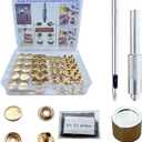 15MM Leather snap Fasteners kit Brass Heavy Duty with Sharp Hole Punch Cutter and Standard Install ToolPractice Operations Webbing for ClothesJacketsJeans Wears Bags (Pale Gold, 25)