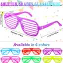 100 Pack Plastic Shutter Shades Glasses Bulk, 80's Style Slotted Shutter Shade Sunglasses, Neon Color Shade Glasses for Party Favors, School Gifts Teens Adults Birthday Supplies, Assorted Colors