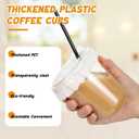 50 Pack 14 oz Clear Plastic Cups with Lids and Straws, Includes Paper Lid Liners, Disposable Crystal Iced Coffee Cups with Lids for Coffee Smoothie, Milkshake, Cold Drinks (black)