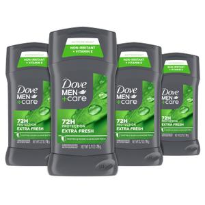 DOVE MEN + CARE Antiperspirant Deodorant Stick for Men 4 Count Extra Fresh with 72-hour Sweat & Odor Protection with 1/4 Moisturizing Cream & Long-lasting Citrus scent 2.7 oz