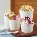 JOLLY PARTY 50pack 12oz Paper Soup Containers with Lids, Disposable Paper Food Cups, Ice Cream Cups, Food Storage with Lids, Microwavable and Freezer Safe, Suitable for Christmas Thanksgiving (White)