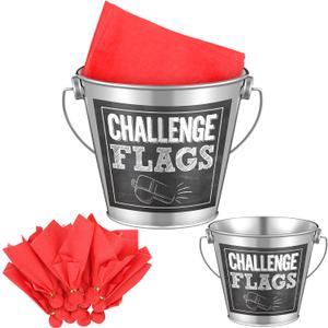 Yungyan 51 Pcs Football Challenge Flags Football Party Supplies Set Red Challenge Flag Napkins Sport Birthday Chalkboard Sign for Game Party Accessory