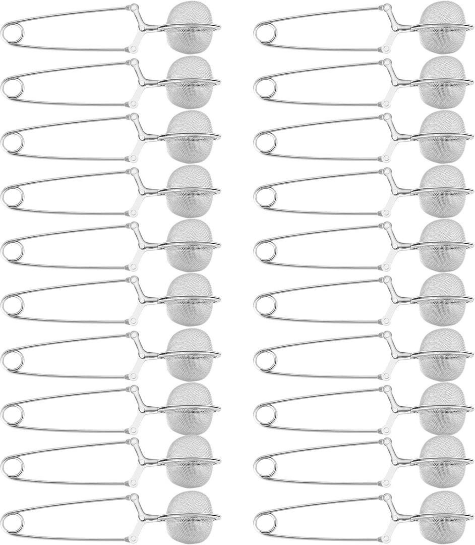 Yinder Loose Leaf Tea Infuser Stainless Steel Mesh Snap Tea Ball Strainers with Handle Metal (Silver)