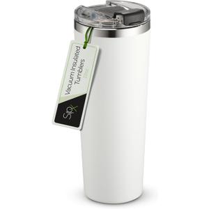 SipX Triple-Insulated Tumblers - 22oz. Premium Modern Tumbler With Lid, insulated Cup Keeps Hot For 6 Hours, Stainless Steel Tumbler Made Of Sustainable Material, Coffee Travel Mug For Home & Office (White)