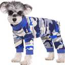 Dog Surgery Recovery Suit, Dog Onesie for Surgery Female Male Dogs, Dogs Pajamas Long Sleeve, Small Dogs Onesie, Abdominal Wound Bandages Surgical Suit, Cat Recovery Suit for Shedding Skin Disease (Blue Camo)