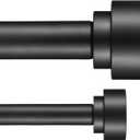 Heavy Duty Double Curtain Rods with Cylindrical Cap Finials - 72 to 144' Telescoping Rods, 1 Inch Diameter Front, 5/8 Inch Diameter Back - Matte Black