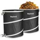 Rachmi 40 Gallon Collapsible Trash Can 2-Pack | Reusable Outdoor Pop-Up Yard Waste Leaf Bag Garden Garbage Bin for Camping, Black