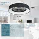 DLLT Modern Flush Mount Ceiling Fan with Lights- 18.5 Dimmable Low Profile Indoor Ceiling Fans with Remote Control, Smart 3 Light Color Change and Timing for Bedroom Living Room Kitchen, Black