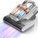 Mattress Vacuum,20Kpa Bed Vacuum Cleaner with 273nm UV-C Light & Ultrasonic & High Heating, Dual Brush Roll Rotation & Dust Cup, 500W Deep Cleaning 99.9% Filtration with 32000 RPM/Min (Orange)