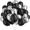 Black and Silver Balloons, 67pcs 12 Inch Metallic Silver and Black Balloons for Birthday, Baby Shower, Wedding, and Engagement Party Decoration