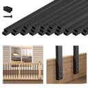 Muzata 25Pack 38'' Aluminum Deck Balusters Facemount Rectangular Railing Metal Spindles with Screws Stair Porch Staircase Deck Spindles for Wood and Composite Fencing WT35