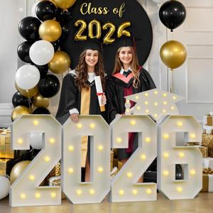 3FT Graduation Decorations 2026, Class of 2026 Light up Numbers with Yellow Light for College High School Graduation Party