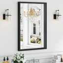 Syndra Black Wood Frame Bathroom Mirror, 24''x36'' Modern Vanity Mirror for Wall, Waterproof Slim Deep Frame, Rectangular HD Tempered Glass Mirror for Living Room, Bedroom, Entryway, Rustic, Farmhouse