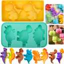 Dinosaur Popsicles Molds, 2Pack-5 Cavity Silicone Popsicle Moulds for Kids, Reusable Unique Dino Ice Pop Molds Maker with sticks, Homemade Ice Cream Mold Easy Release, BPA-Free