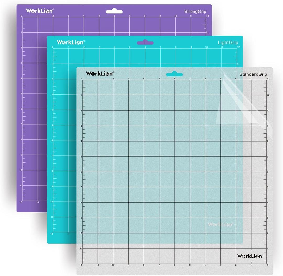 WORKLION Cutting-Mat 12x12 for Silhouette Cameo: (3 Mats - StandardGrip, LightGrip, StrongGrip) Variety Adhesive Sticky Durable Non-Slip Craft Replacement Mats for Silhouette Cameo 4/3/2/1
