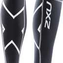 2XU Compression Calf Guards for Lower Leg Support and Recovery, Black/Black, Large