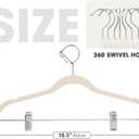 24-Pack Beige Velvet Hangers with Clips Adjustable,Adult Hangers,Heavy-Duty,Felt,Non-Slip,Space Saving,Slim Outfit Hanger for Pants, Skirts, Suits,Coats, Dresses ect.