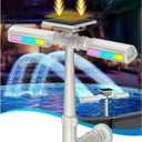 Solar Pool Fountain with 10-Color 4-Mode RGB LED Lights, Above/Inground Solar Lights with Remote, 360Adjustable Dual Spray Waterfall Sprinkler Fountain for Relaxation & Cooling 10-20F