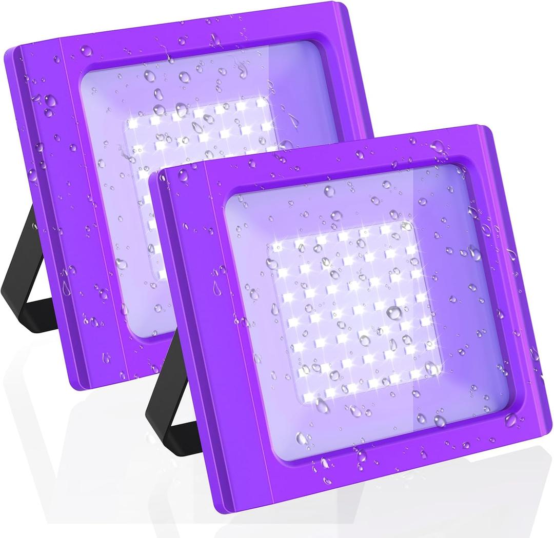 Rechargeable Black Light, Battery Operated Blacklight, Portable Cordless 395nm Black Lights for Glow Party, Halloween Decorations, Body Painting, Pet Urine Detection, Catfishing, 2 Pack