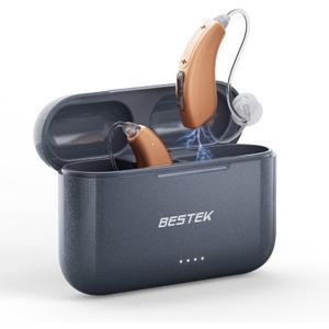 BESTEK Hearing Aids for Seniors Rechargable, Behind-The-Ear Hearing Aid for Adults with Noise Cancelling, Dual Microphone, Comfortable Fit