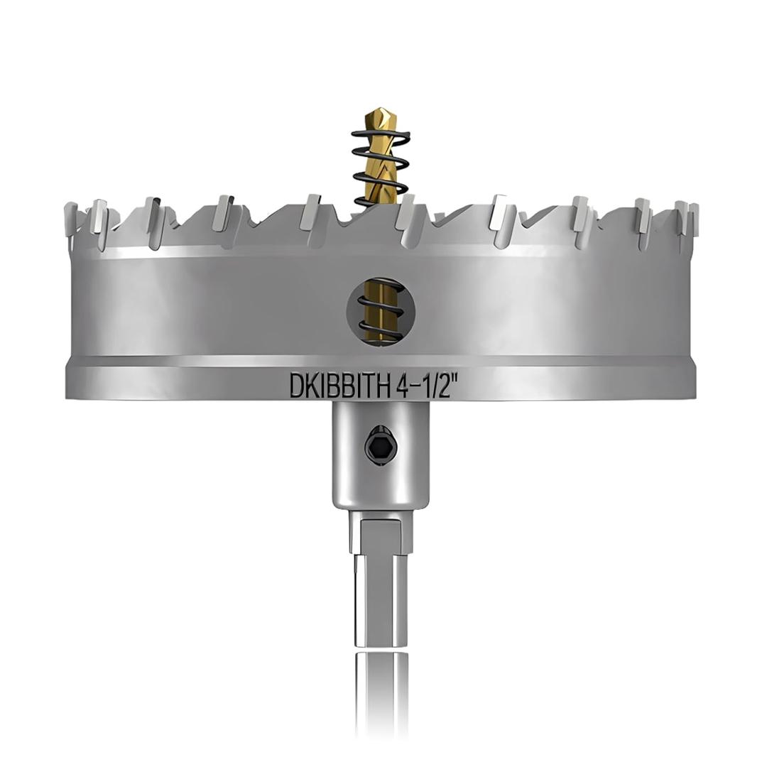 TCT Hole Saw Set, 4-1/2"(115mm) Heavy Duty Tungsten Carbide Tipped Hole Cutters for Stainless Steel Mild Steel Copper Iron Brass Plastic and More, with Titanium-Plated Pilot Drill Bits.