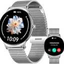 7.9MM Ultra-Thin Smart Watches for Women Men, 1.43" AMOLED Display Fitness Tracker, Heart Rate/Blood Pressure/Sleep Monitor, Bluetooth Make/Answer Call, 100+ Sports Modes Smartwatch for Android iPhone (Silver)