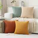MIULEE Fall Throw Pillow Covers Soft Couch Decorative Set of 4 Boho Striped Cushion Covers Corduroy Pillowcases Farmhouse Accent Home Decor for Couch Bed Sofa Living Room 18x18 Inch, Burnt Orange