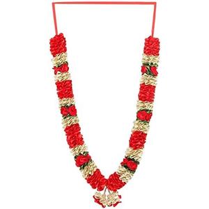 Estationeryhouse Artificial Indian mala/Garland/haar jaimala shaadi Indian Wedding Pooja ashtami,Mala 1 pc (Rose and Gold)