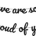 3 x 4E's Novelty 2026 Graduation Banner Black Glitter We Are So Proud of You Banner for High School and College Graduation Decorations, Pre-Assembled Grad Party Decorations 2026