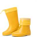 DREAM PAIRS Kids Rain Boots Boys Girls Lightweight Boots Waterproof Easy-on Outdoor Playing Rain Boot Unisex-Child (4 Big Kid, Yellow)