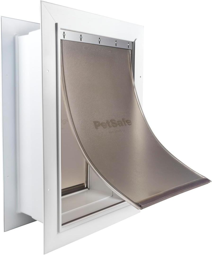 PetSafe Wall Entry Pet Door  RustFree Telescoping Frame  Easy Install for Interior & Exterior Walls 4 3/4"  7" Thick  Medium  for Pets Up to 40 Lb