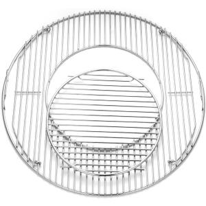 22.5 Hinged Cooking Grate for Weber, Charcoal Grill, Kettle, One-Touch Silver, Bar-B-Kettle, Master-Touch, Performer, Grill Grate Replacement Part for Weber