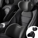 Car Lumbar Pillow and Car Neck Pillow Set - Memory Foam Ergonomic Seat Cushion, Relieve Driving Fatigue, Air Permeability Comfortable Neck and Lumbar (Black)