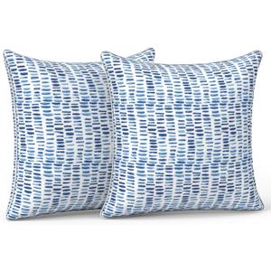 LVTXIII Outdoor Throw Pillows 20x20 Patio Waterproof Square Pillows with Piping Fade Resistant Accent Pillow for Spring Summer Garden Decoration, Set of 2, Pebble Blue