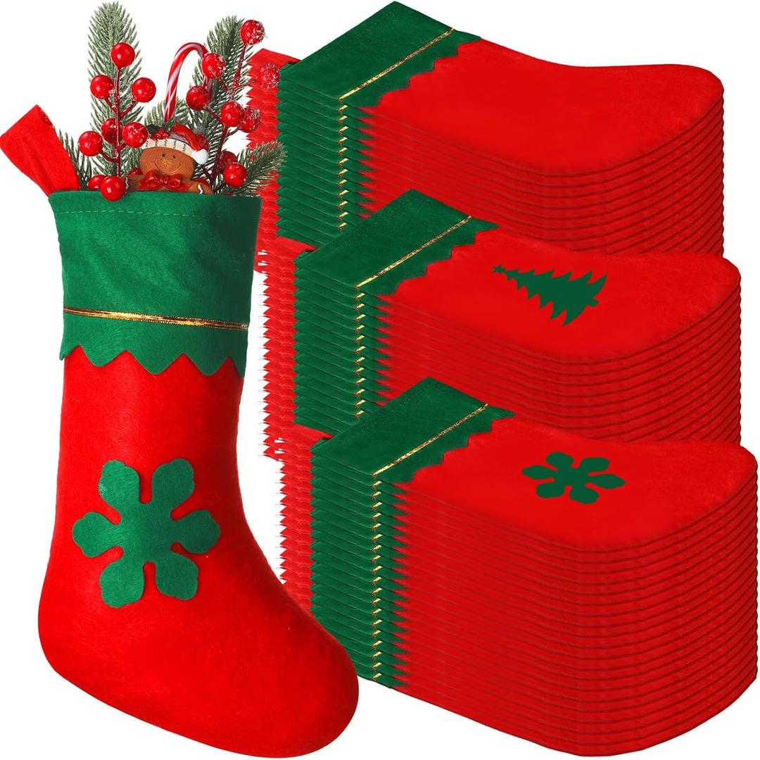 Liitrsh 60 Pack Christmas Stocking 15 Inch Xmas Fireplace Santa Socks Christmas Tree Hanging Stockings Decoration for Holiday Family Party Accessory(Red Green)
