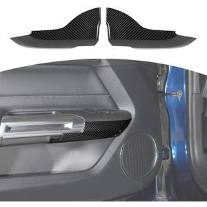 for Mustang Door Armrest Panel Trim Cover Fit for Ford Mustang 2015 up Black Carbon Fiber Interior Accessories 2pcs