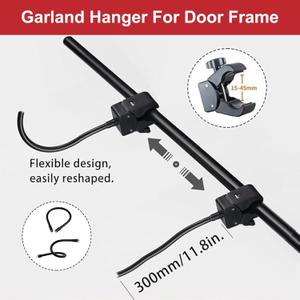 Garland Hanger for Front Door, Garland Holder for Door Frame Adjustable 32-39 inches, Load Capacity 20 lbs No Screws and Drilling for Halloween Christmas Decor