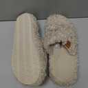 EverFoams Womens Fuzzy Open-toe Slippers Soft Comfy Memory Foam Indoor House Shoes Vintage Khaki, 7-8 US