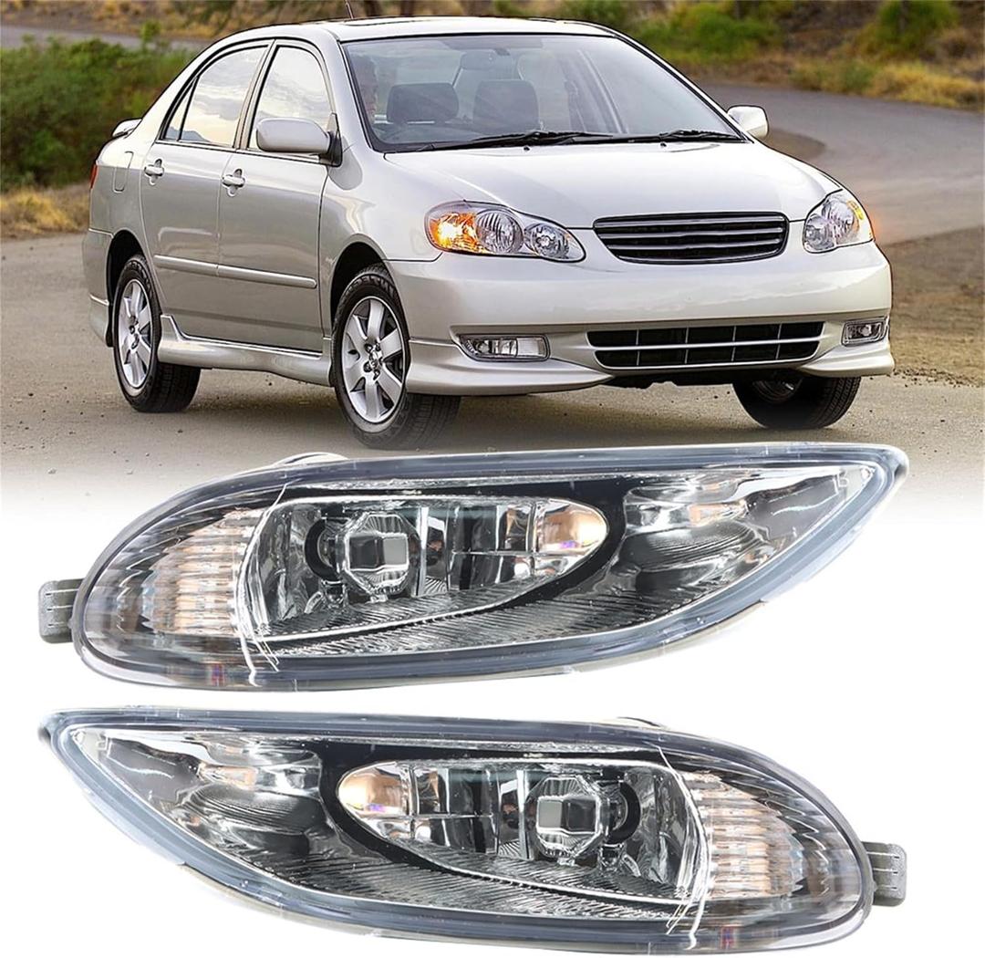 waltyotur Replacement for Corolla 2005 2006 2007 2008 Fog Lights Bumper Right Left Side Driving Fog Lamps Replacement for 8120-AA011 81210-AA011 TO2592106 TO2593106