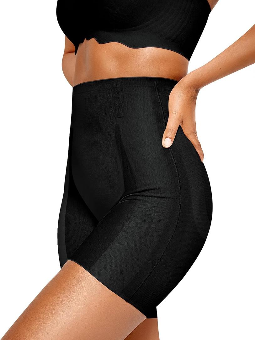 Vertvie Tummy Control Shapewear Shorts for Women Butt Lifting Body Shaper Shorts High Waisted Seamless Girdles Under Dress(Black, Medium)