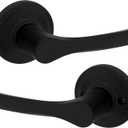 Kwikset Henley Interior Passage Door Handle, Lever For Closet and Hallway Doors, Reversible Non-Locking Handle Lever, Matte Black, with Microban Protection (1 Pack)