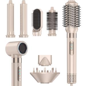 8 in 1 High-Speed Hair Styler & Hair Dryer Brush Set  110,000 RPM Ionic Hot Air Styler with Auto Air-Curlers, Diffuser, Volumizer & Thermal Brush for Fast Drying & Frizz-Free Shine