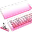 ZIYOU LANG KC04 Acrylic Clear Transparent Keyboard Cover(17.4*6.5*1.89) with Dustproof Waterproof Anti-hit Anti-cat Protective Case for Compact Layout 94/96/98Key Mechanical Gaming Keyboard(Pink)