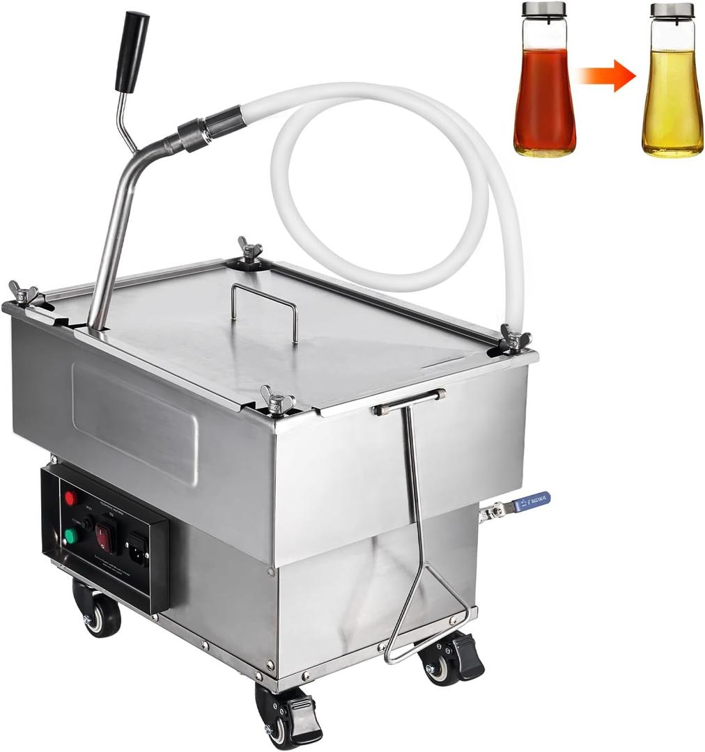 VEVOR Deep Fryer Filter 18 L/44 LBS/5.8 Gal, Frying Oil Filter System Machine 300W, Deep Fryer Oil Filter 10 L/min, Cooking Oil Filter Pump & Oil Hose, Mobile Fryer Filter 110V Kitchen Restaurant