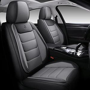 Isen-CoverAuto Full Coverage Faux Leather Car Seat Covers Full Set,Automotive Seat Covers for Cars,SUVs Pick-up Truck, Car Seat Cushion, Black and Grey Seat Covers,Front Seat Cover,Car Seat Protector