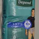 Depend Fresh Protection Adult Diapers, Incontinence Underwear for Men, Disposable, Maximum, Small/Medium, Grey, 32 Count