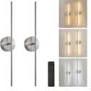 KARTOOSH Removable Battery Operated Wall Sconces with Remote Control 350°Rotate LED Wireless Wall Lights with 3 Color Temperatures & Dimming for Bedroom, Hallway,28.3 Inch (2 Pack)